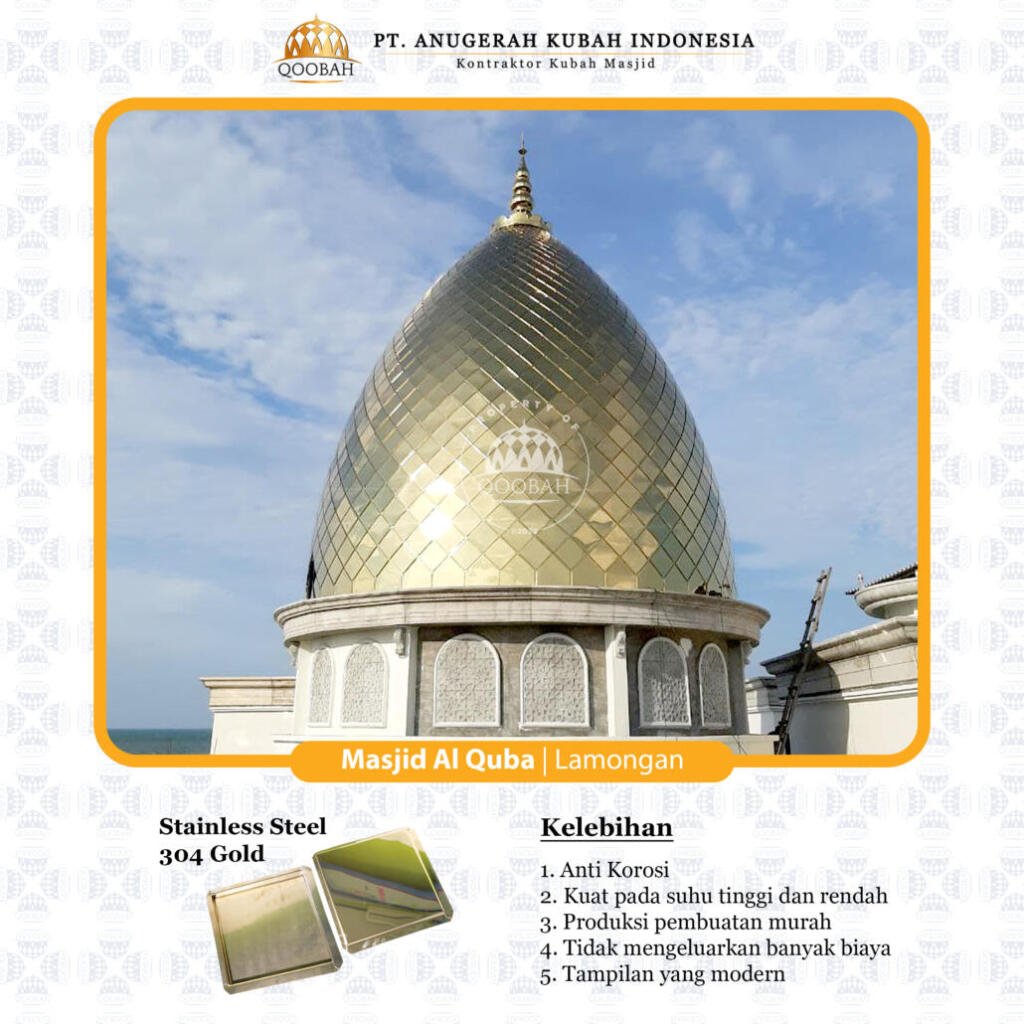 kubah masjid bahan stainless gold