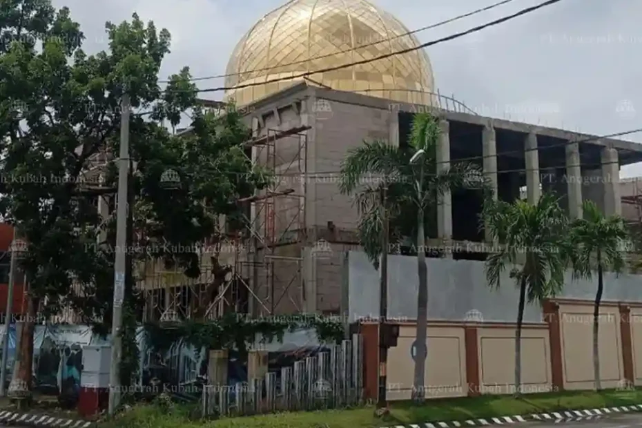 proyek kubah masjid stainless gold 9 meter
